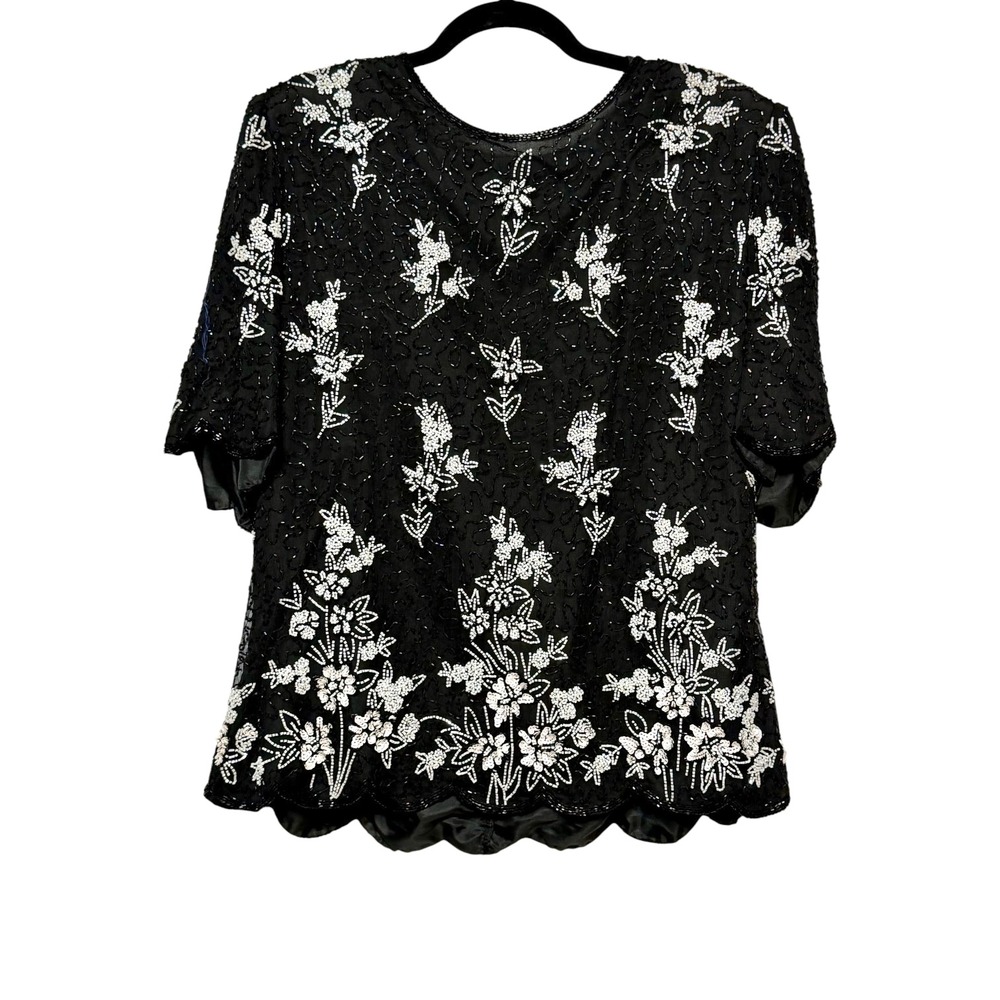 Vintage Lawrence Kozar Whimsigoth Silk Beaded Top Womens Size‎ 1X Fairycore Glam
